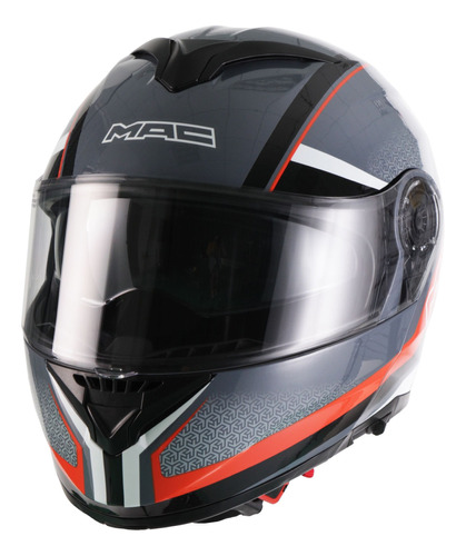 Casco Mac Rebatible Rock Stroke Grey Black Red