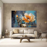 Quadro De Flor Colorida Vaso 130x90 Decorativo Sala Quarto