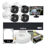 Kit Intelbras 4 Câmeras Segurança Dvr 4ch Hd 1 Tb Monitor 15