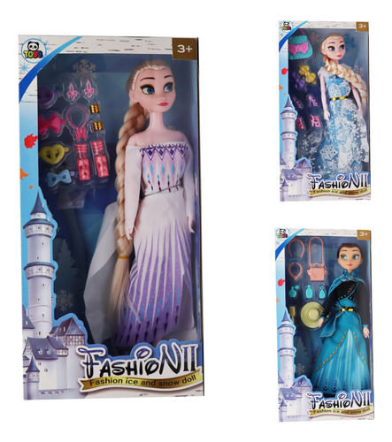 Muñeca Princesa Frozen Vestido Juguete Niñas + Accesorios 