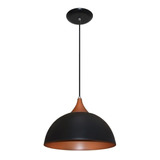 Lustre Pendente Meia Bola Preto Com Cobre - Ideal Para Mesa De Jantar, Sala, Quarto