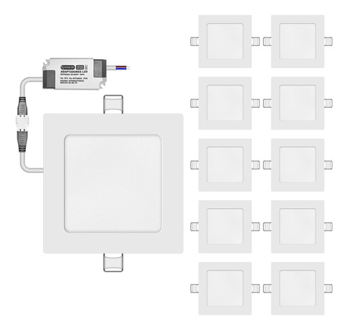 Panel Led 9w Plafón Led Cuadrado S63w09 Luz Blanca 10 Piezas