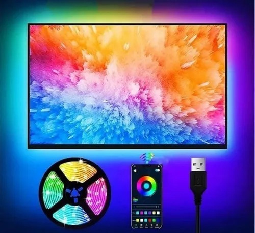 Fita Led 5050 Rgb 5 Metros Wifi Bluetooth Musical Usb Pc Tv