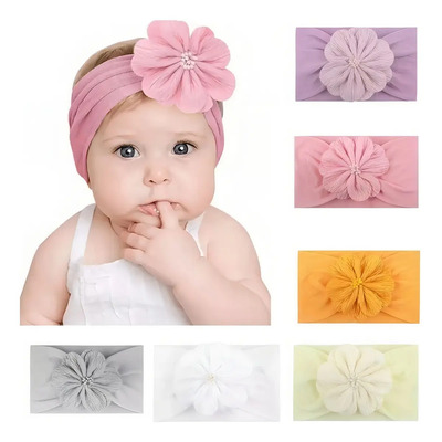 6pcs Diademas De Flores Para Bebés Y Niñas Nailon Elástico Color Rosa | MercadoLibre