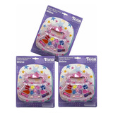 3 Kit Maquiagem Infantil Teen Estojo Bosla Batom Gloss Somb