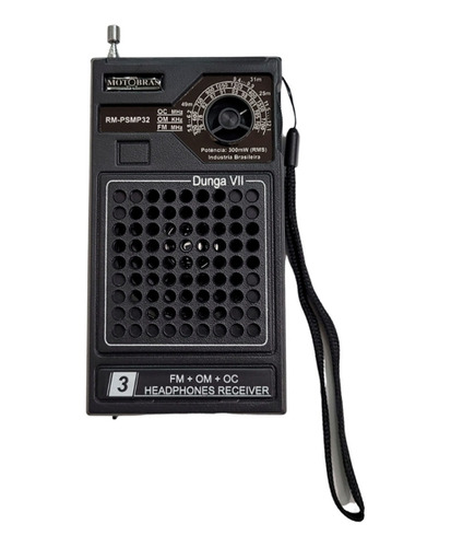 Rádio Portátil Rm-psmp32 3 Faixas Preto - Motobras