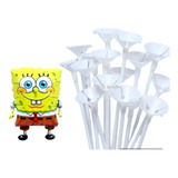 Set Globos Bob Esponja 35cm + Varillas X6 Unidades