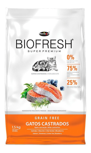 Alimento Biofresh Super Premium Castrados Para Gato Sabor Carne, Frutas Y Vegetales En Bolsa De 1.5kg