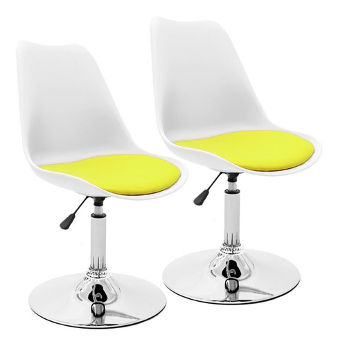 Par Sillas Tulip Eames X2 Blanca Con Base Colores Premium