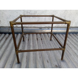 Antigua Mesita De Bronce Doble Plano Sin Vidrios 48x48x41,5