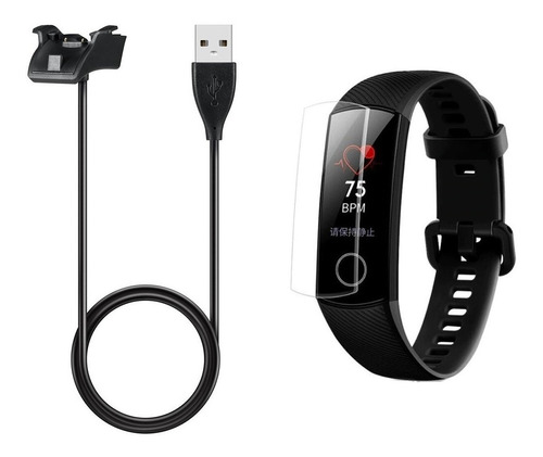 Pack Cable Cargador + 3 Micas Tpu Huawei Honor Band 4 Y 5