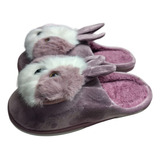 Pantufla Peluche Dama Invierno Piel Corderito Chinela Goma