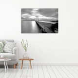 Cuadro Canvas Muelle Playa Blanco Y Negro Minimalista 90x60