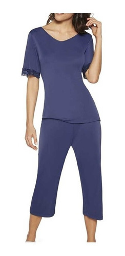 Pijama Feminino Capri Com Renda Poliamida Lupo 24297-001