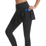 Pantalones De Yoga Con Falda, Leggings Deportivos Falsos De