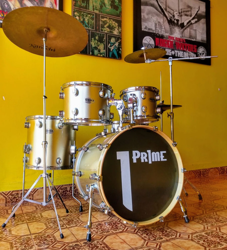 Bateria Prime América Completa Banco Pratos Estante Pedal