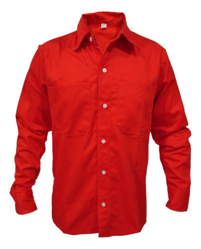 Camisa Industrial Gabardina 100% Algodón Naranja Mod-si001 