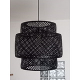 Lámpara Colgante De Bambú/ratán, Color Negra,40x40 Cm