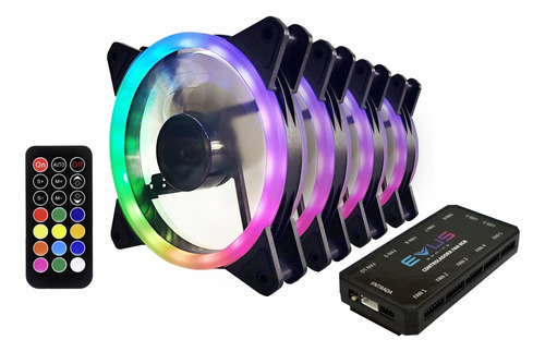 4x Cooler Fan Rgb 120mm 6 Pinos Mais Controladora Gamer