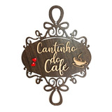 Cantinho Do Café Placa Oval Aplique Escrita Cru Xícara Pared