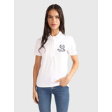 Polo Con Escudo Bordado De Mujer Tommy Hilfiger Blanco