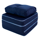 Puff Multiuso 3 Em 1 Solteiro D33 Azul Com Travesseiro 