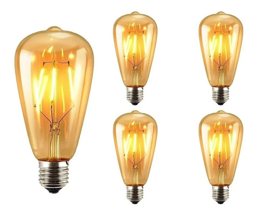 Pack 5 Ampolleta Led Tipo Edison 6 Watts Retro Vintage Xl