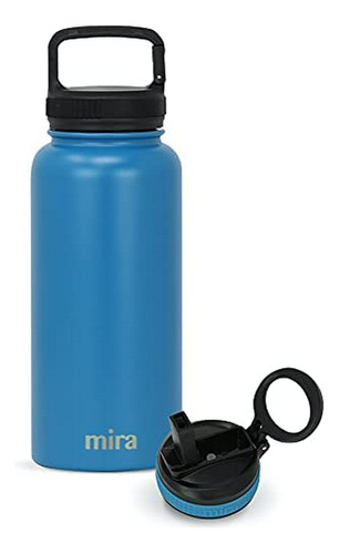 Botella De Agua Aislada Con Pajita Y Tapa Con Asa - Reutiliz