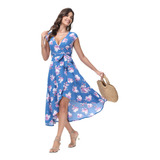 Vestido Largo Elegante Con Estampado Floral Mujer Casual