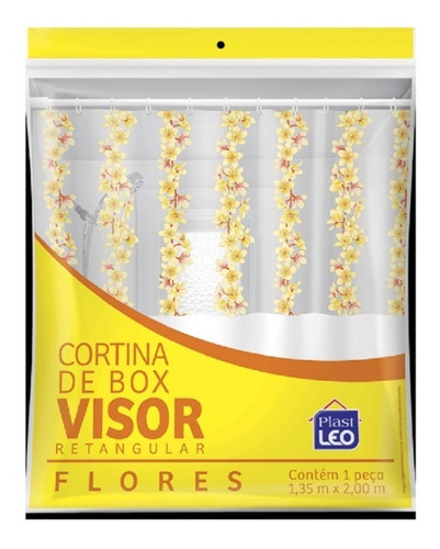 Cortina Box Banheiro Vinil 1,35x2,00 C/ Visor Ganchos Peixes