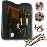 Kit E Tesoura Cortar Cabelo Dentada Fio Laser Barbearia Nfe