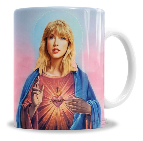 Taza De Cerámica Taylor Swift Santa Meme Estampita, Con Caja