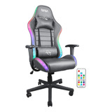 Silla De Escritorio Nasa Pro Gamer Ergonómica Lighting Led Color Gris Material Del Tapizado Cuero Sintético