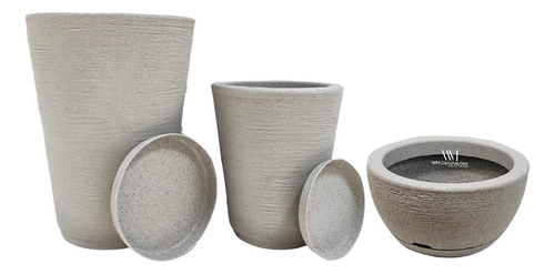 Kit Vasos Luxo Escovados Plantas Casa Jardim 3 Tamanhos