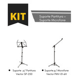 Estante De Partitura Retrátil + Suporte P/ Microfone