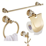 Juego De Accesorios Para Baño, Dorado - 4 Piezas.