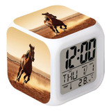 Reloj Despertador Led Caballo Mesa De Escritorio Creativa Br