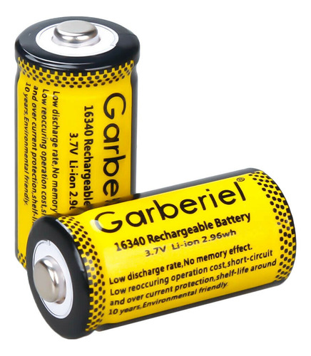 Pila Rcr123a Recargable Garberiel 1800mah 3.7v 16340 Bateria