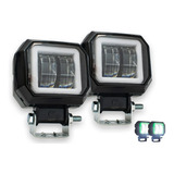 Par Faros 2 Led Con Lupa Función Fijo Y Estrobo Aro Cob