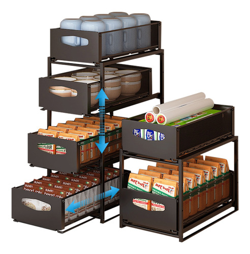 Estante Organizador De 4 Niveles Para Cocina Y Baño Negro