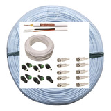 Kit Cabo Coaxial Bipolar 4mm 100m 80% Br+ 20 Conectores Cftv