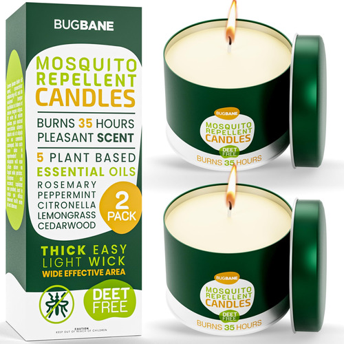 Velas De Mosquito Para Exteriores, Paquete De 2 Con 5 Aceit.