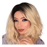 Peruca Lace Front Wig Ondulada Loira Fibra Premium - Mlc175