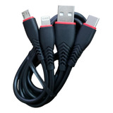 Cabo Usb Dados 3 Em 1 Carga Turbo Para Celular Samsung