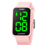 Reloj Electrónico De Lujo Skmei, Luminoso E Impermeable Color De La Correa Rosa