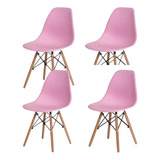 Jogo 4 Cadeiras Eiffel De Escritório Fácil Mobilidade Rosa M