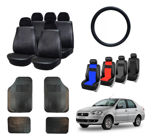 Fundas Cubre Asiento Fiat Siena + Alfombra 4 P + C/ Volante