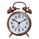 Reloj Despertador De Doble Campana Analógico Vintage Bronce