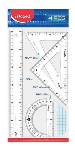 Set Geometria 30 Cm 4 Piezas Maped Transparente