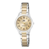 Reloj Q&q Qyq Q949j403y Casual Acero Mujer Dama + Estuche Color De La Correa Bicolor